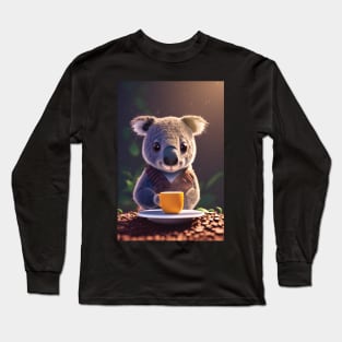 Koala with a cup mug of morning coffee Long Sleeve T-Shirt